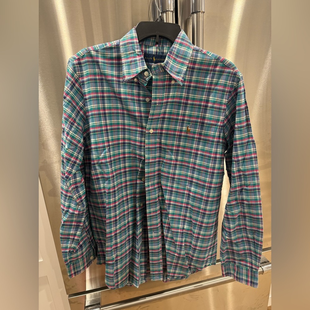 Ralph Lauren Blue and Green Casual Button Down Shirt